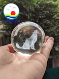 Quả pha lê 3D con chó tuổi Tuất quà tặng đế pha lê độc đáo