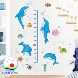 Decal dán tường thước đo thế giới đại dương kỳ thú