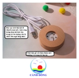 Qùa tặng pha lê hệ mặt trời 6cm ý nghĩa kèm đế đèn gỗ ánh sáng trắng