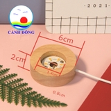 Qùa tặng pha lê hệ mặt trời 6cm ý nghĩa kèm đế đèn gỗ ánh sáng trắng