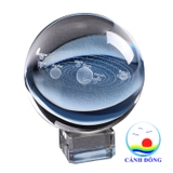 Qùa tặng pha lê hệ mặt trời 6cm ý nghĩa kèm đế đèn gỗ ánh sáng trắng