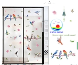 Decal dán kính dán tường bầy chim vui nhộn không gian phòng thư giãn vui tươi
