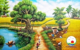 Tranh phong cảnh làng quê mùa lúa chín trang trí phòng đẹp xinh ý nghĩa - in theo size yêu cầu trên nhiều chất liệu - sẵn keo dán dễ
