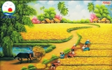 Decal dán tường cánh đồng lúa chín bên lũy tre xanh làng quê yên bình- in theo size yêu cầu trên nhiều chất liệu - sẵn keo dán dễ