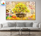 Decal dán tường hoa mai hoa đào rước hỷ lộc tài vào nhà, trang trí cửa hàng sang trọng - in theo size yêu cầu trên nhiều chất liệu - sẵn keo dán dễ