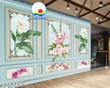 Tranh dán tường phào chỉ 3D khung tranh hoa siêu đẹp và sang trọng - in theo size yêu cầu trên nhiều chất liệu - sẵn keo dán dễ