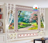 Decal phào chỉ dán tường khung tranh khu rừng thiên nhiên tươi đẹp, sang trọng mở rộng phòng lớn - in theo size yêu cầu trên nhiều chất liệu - sẵn keo dán dễ