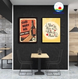 Decal dán tường trang trí quán ăn độc đáo dán kính, gỗ - in theo size yêu cầu trên nhiều chất liệu - sẵn keo dán dễ