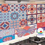 Decal dán bếp giả gạch men in họa tiết đẹp dán tường, gỗ, kính trang trí nhà tắm, tủ, phòng xinh- in theo size yêu cầu trên nhiều chất liệu - sẵn keo dán dễ