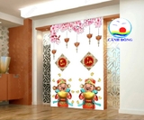 Decal dán kính Thần Tài gõ cửa đón lộc tài - trang trí Tết Chúc mừng năm mới an khang thịnh vượng dán tường, gỗ  - in theo size yêu cầu trên nhiều chất liệu - sẵn keo dán dễ