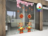 Decal dán kính Thần Tài gõ cửa đón lộc tài - trang trí Tết Chúc mừng năm mới an khang thịnh vượng dán tường, gỗ  - in theo size yêu cầu trên nhiều chất liệu - sẵn keo dán dễ