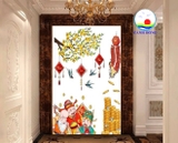 Decal dán kính trang trí Tết Chúc mừng năm mới an khang thịnh vượng phúc lộc thọ hoa mai vàng dán tường, gỗ  - in theo size yêu cầu trên nhiều chất liệu - sẵn keo dán dễ