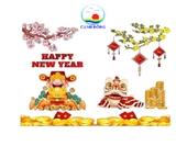 Trang trí Tết Chúc mừng năm mới an khang thịnh vượng decal dán kính, tường, gỗ  - in theo size yêu cầu trên nhiều chất liệu - sẵn keo dán dễ