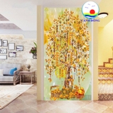 Decal dán tường cây kim tiền phong thủy rước lộc tài phú quý sang trọng khổ đứng dán kính, tường , gỗ - in theo size yêu cầu trên nhiều chất liệu - sẵn keo dán dễ.