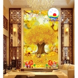 Decal dán tường cây kim tiền phong thủy rước lộc tài phú quý sang trọng khổ đứng dán kính, tường , gỗ - in theo size yêu cầu trên nhiều chất liệu - sẵn keo dán dễ.