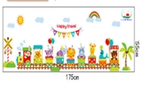 Decal dán tường trẻ em động vật vui nhộn trang trí trường mẫu giáo , phòng trẻ sinh động dán trên tường, kính, gỗ