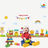 Decal dán tường trẻ em động vật vui nhộn trang trí trường mẫu giáo , phòng trẻ sinh động dán trên tường, kính, gỗ