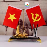 Đựng bút pha lê thuyền thuận buồm xuôi gió - quà tặng cao cấp sang trọng cho cấp cao, đối tác, doanh nhân - in lá cờ các nước theo yêu cầu
