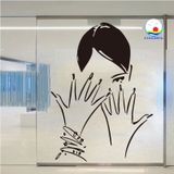 Decal dán tường cô gái nail nghệ thuật dán kính, tường, gỗ,- in size theo yêu cầu trên nhiều chất liệu sẵn keo dán dễ