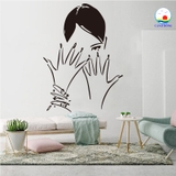 Decal dán tường cô gái nail nghệ thuật dán kính, tường, gỗ,- in size theo yêu cầu trên nhiều chất liệu sẵn keo dán dễ