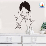 Decal dán tường cô gái nail nghệ thuật dán kính, tường, gỗ,- in size theo yêu cầu trên nhiều chất liệu sẵn keo dán dễ