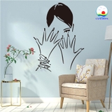 Decal dán tường cô gái nail nghệ thuật dán kính, tường, gỗ,- in size theo yêu cầu trên nhiều chất liệu sẵn keo dán dễ
