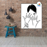 Decal dán tường cô gái nail nghệ thuật dán kính, tường, gỗ,- in size theo yêu cầu trên nhiều chất liệu sẵn keo dán dễ