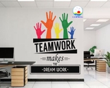 Decal dán tường teamwork sắc màu lớn ý nghĩa trang trí văn phòng sang trọng in size theo yêu cầu trên nhiều chất liệu sẵn keo dán dễ trên kính, tường, gỗ.