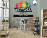 Decal dán tường teamwork sắc màu lớn ý nghĩa trang trí văn phòng sang trọng in size theo yêu cầu trên nhiều chất liệu sẵn keo dán dễ trên kính, tường, gỗ.