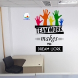 Decal dán tường teamwork sắc màu lớn ý nghĩa trang trí văn phòng sang trọng in size theo yêu cầu trên nhiều chất liệu sẵn keo dán dễ trên kính, tường, gỗ.