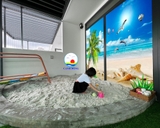 Decal dán tường biển cát và cây dừa xanh mát yên bình dán kính, tường , gỗ - in theo size yêu cầu trên nhiều chất liệu - sẵn keo dán dễ