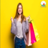 Tranh dán tường cô gái yêu mua sắm trang trí cửa hàng thời trang, siêu thị kích thích mua sắm thỏa mãn dán kính, tường, gỗ -  in size theo yêu cầu trên nhiều chất liệu - sẵn keo dán dễ