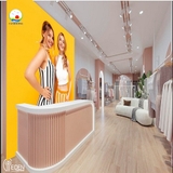 Tranh dán tường trang trí cửa hàng quần áo thời trang, siêu thị đẹp ấn tượng độc đáo cô gái thời trang sành điệu  dán tường, gỗ -  in size theo yêu cầu trên nhiều chất liệu - sẵn keo dán dễ