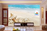 Decal dán kính bãi cát biển sò ốc bình yên thư giãn trang trí xanh mát, mở rộng không gian phòng đẹp ấn tượng dán được trên tường, kính, gỗ -  in theo size yêu cầu trên nhiều chất liệu - sẵn keo dán dễ