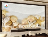Tranh dán tường bãi cát biển sò ốc trang trí độc đáo, mở rộng không gian phòng đẹp ấn tượng dán được trên tường, kính, gỗ - in theo size yêu cầu trên nhiều chất liệu - sẵn keo dán dễ