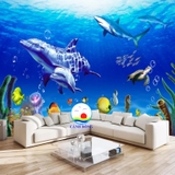 Decal dán kính cá heo vui đùa cùng biển xanh trang trí phòng ấn tượng, thư giãn hòa mình cùng thiên nhiên- dán được trên tường, kính, gỗ - in theo size yêu cầu trên nhiều chất liệu- sẵn keo dán dễ