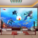 Decal tường phong cảnh biển đại dương xanh đàn cá heo xinh trang trí phòng ấn tượng, thư giãn hòa mình cùng thiên nhiên- dán được trên tường, kính, gỗ - in theo size yêu cầu trên nhiều chất liệu- sẵn keo dán dễ