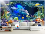 Decal dán tường biển đại dương xanh kỳ thú cá heo xinh trang trí phòng ấn tượng, thư giãn hòa mình cùng thiên nhiên- dán được trên tường, kính, gỗ - in theo size yêu cầu trên nhiều chất liệu- sẵn keo dán dễ
