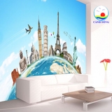 Tranh dán tường du lịch địa danh thế giới trang trí cơ sở du lịch, lữ hành, khách sạn , phòng học dán tường, kính, gỗ - in size theo yêu cầu - sẵn keo dán dễ