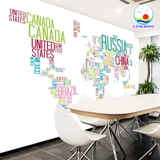 Decal dán tường thế giới tên các nước ban đồ màu sắc dán tường, kính, gỗ - in size theo yêu cầu trên nhiều chất liệu decal, vải, bạt- sẵn keo dán dễ