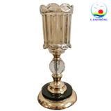 Lọ hoa pha lê chân đế cao kim loại vàng sang trọng 34 cm đựng được nước