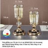 Lọ hoa pha lê chân đế cao kim loại vàng sang trọng 34 cm đựng được nước