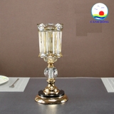 Lọ hoa pha lê chân đế cao kim loại vàng sang trọng 34 cm đựng được nước