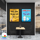 Decal dán tường trà sữa trang trí quán đẹp ấn tượng dán tường kính gỗ - in theo size yêu cầu trên nhiều chất liệu vải treo, bạt treo, gỗ - sẵn keo dán dễ