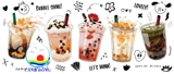 Decal dán tường trang trí quán trà sữa, xe trà sữa dán tường, kính, gỗ in size theo yêu cầu- sẵn keo dán dễ