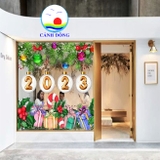 Decal dán kính noel giáng sinh MERRY CHRISTMAS & HAPPY NEW YEAR 2023 in size theo yêu cầu - sẵn keo dán dễ dán