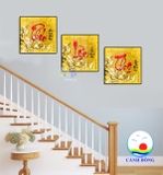 Tranh Phúc Lộc Thọ treo cầu thang, treo phòng khách, tranh treo phòng thờ,tranh treo tết gỗ tráng gương hiện đại in uv 3D - thiết kế size và in ảnh theo yêu cầu combo 3 tranh