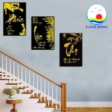 Tranh tráng gương Phúc Lộc Thọ hiện đại in uv 3D treo cầu thang, treo phòng khách, tranh treo phòng thờ,tranh treo tế- thiết kế size và in ảnh theo yêu cầu combo 3 tranh