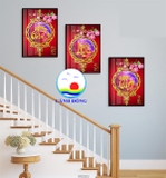 Tranh tráng gương Phúc Lộc Thọ hiện đại in uv 3D treo cầu thang, treo phòng khách, tranh treo phòng thờ,tranh treo tế- thiết kế size và in ảnh theo yêu cầu combo 3 tranh
