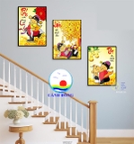 Tranh tráng gương Phúc Lộc Thọ hiện đại in uv 3D treo cầu thang, treo phòng khách, tranh treo phòng thờ,tranh treo tế- thiết kế size và in ảnh theo yêu cầu combo 3 tranh